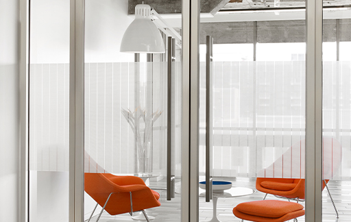 Patterned film adds depth to interior office windows